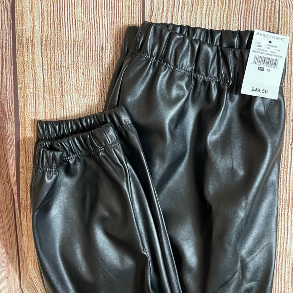 Black Faux Leather Joggers
